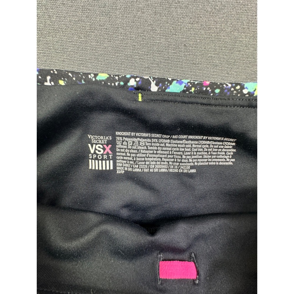 Victorias Secret‎ VSX Sport Knockout Crop Leggings Paint Splatter Black XS